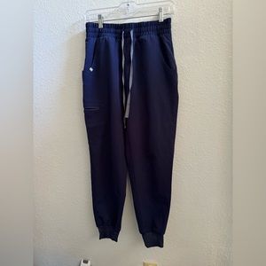 Petite small navy blue figs high waisted scrubs bottoms